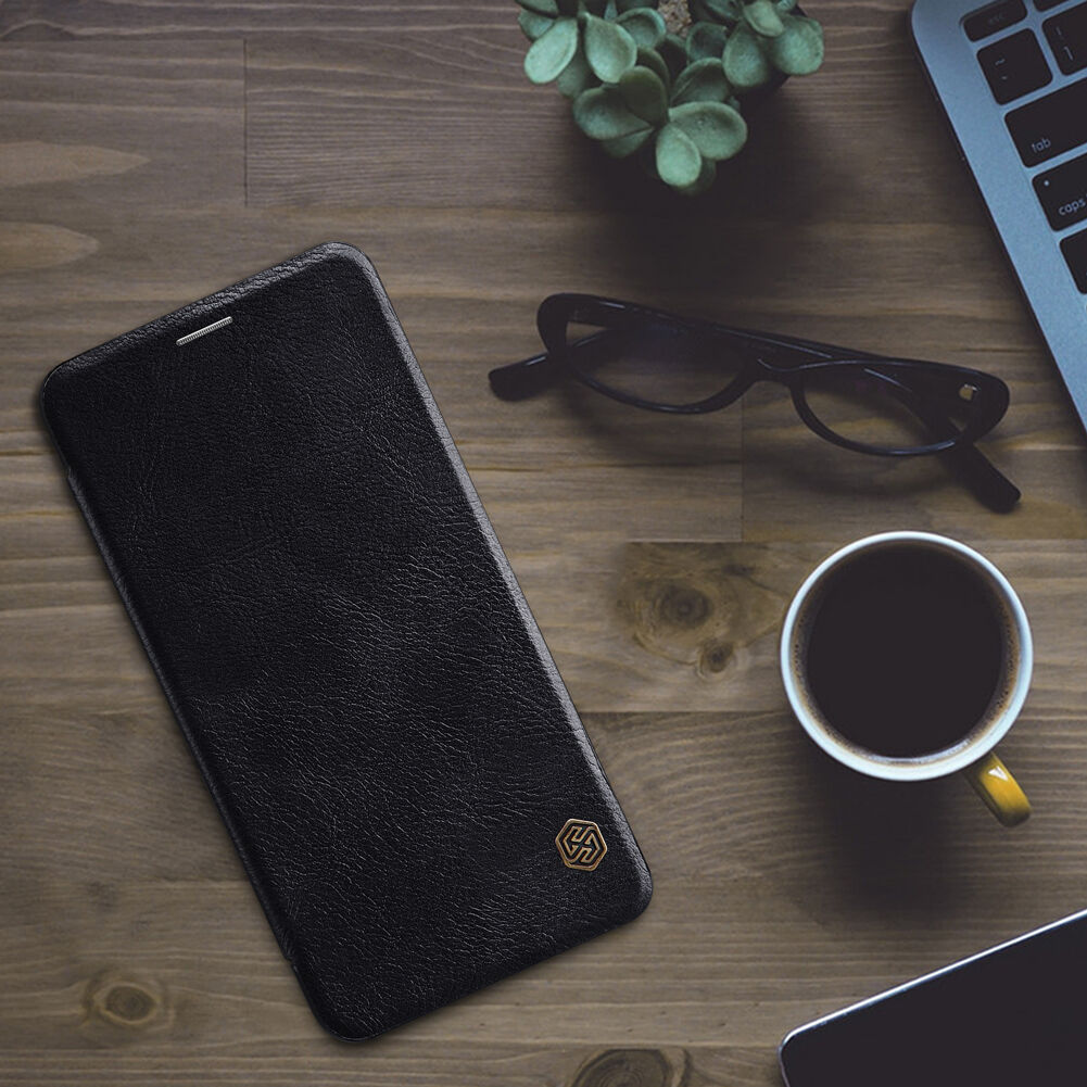Husă flip Nillkin Qin, din piele, pentru Samsung Galaxy A7 (2018) - negru
