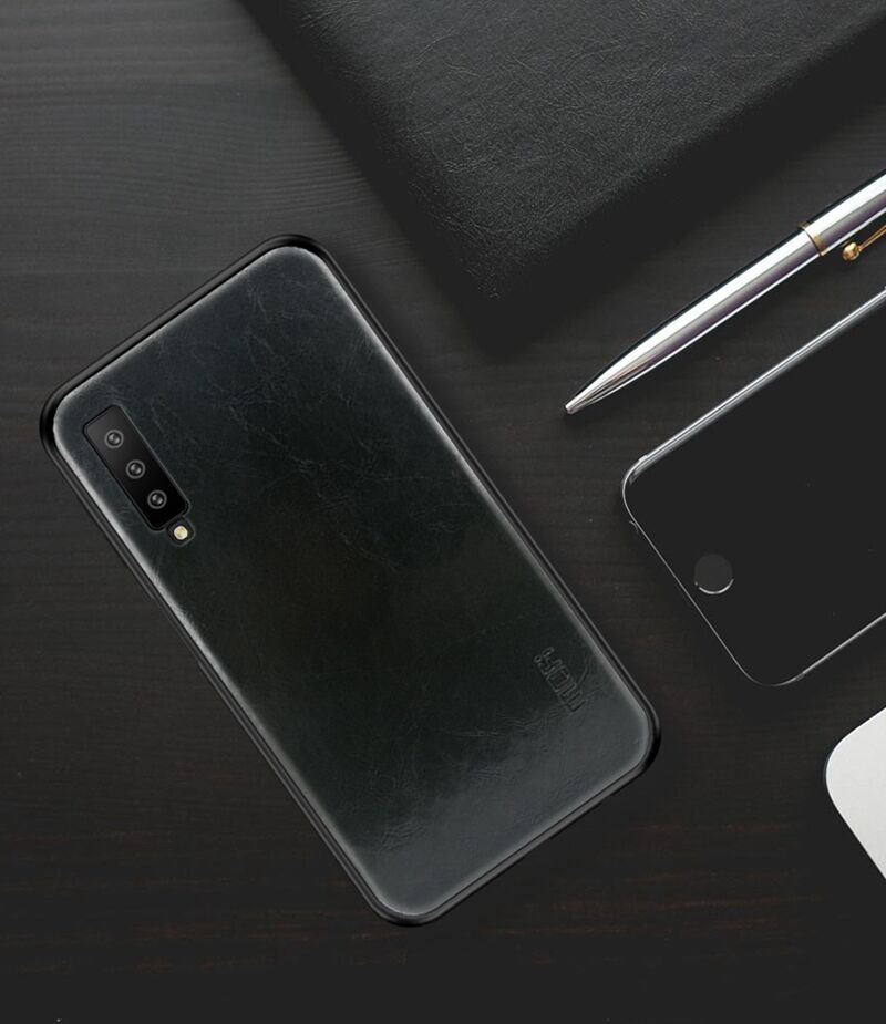 Husă Mofi, din piele, pentru Samsung Galaxy A7 (2018) - negru
