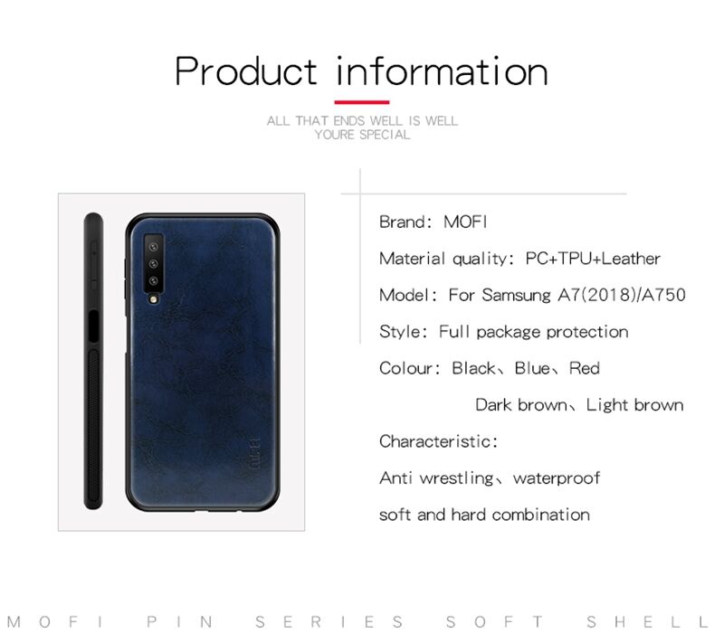 Husă Mofi, din piele, pentru Samsung Galaxy A7 (2018) - negru