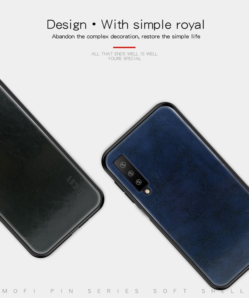 Husă Mofi, din piele, pentru Samsung Galaxy A7 (2018) - negru