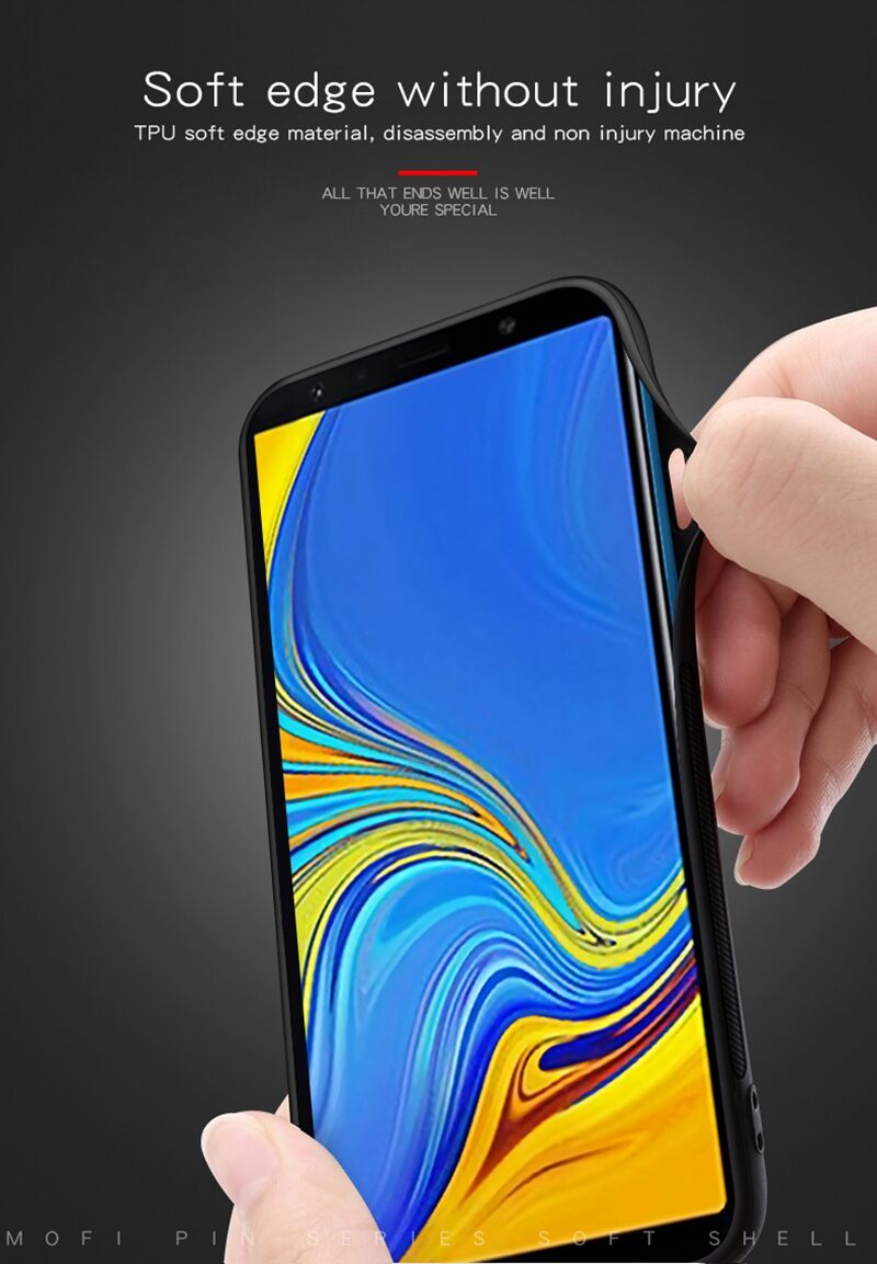 Husă Mofi, din piele, pentru Samsung Galaxy A7 (2018) - negru