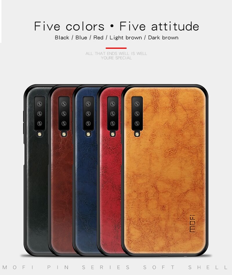 Husă Mofi, din piele, pentru Samsung Galaxy A7 (2018) - negru