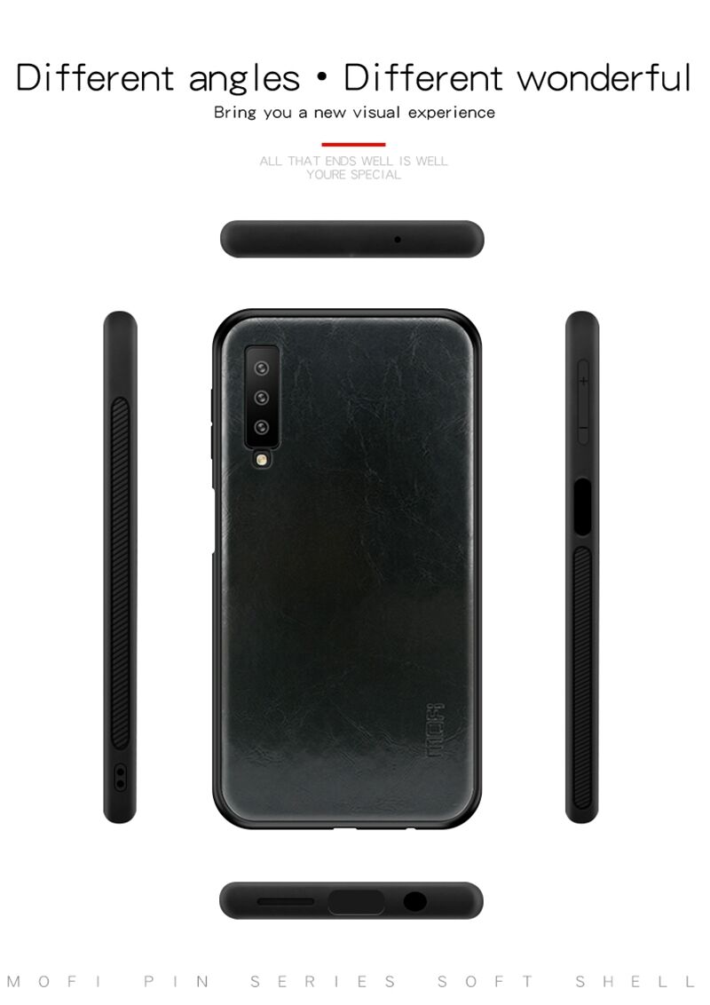 Husă Mofi, din piele, pentru Samsung Galaxy A7 (2018) - negru