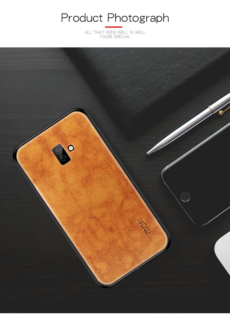 Husă Mofi, din piele, pentru Samsung Galaxy J6 Plus - maro