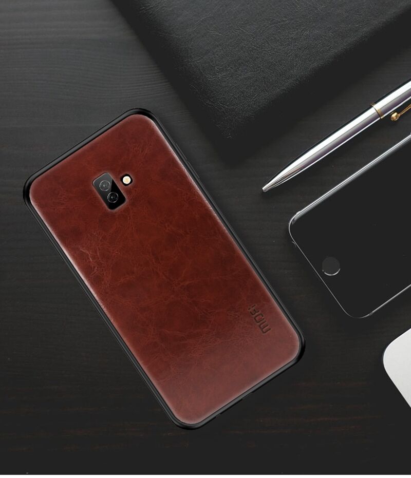Husă Mofi, din piele, pentru Samsung Galaxy J6 Plus - maro