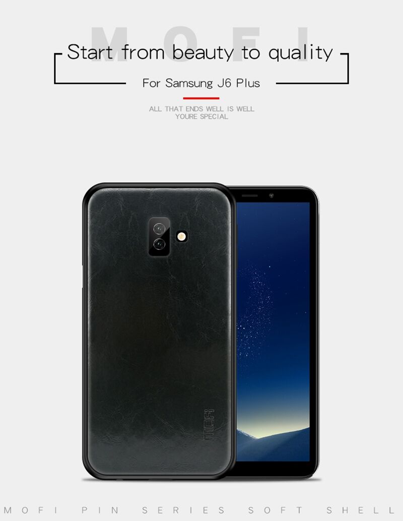 Husă Mofi, din piele, pentru Samsung Galaxy J6 Plus - maro