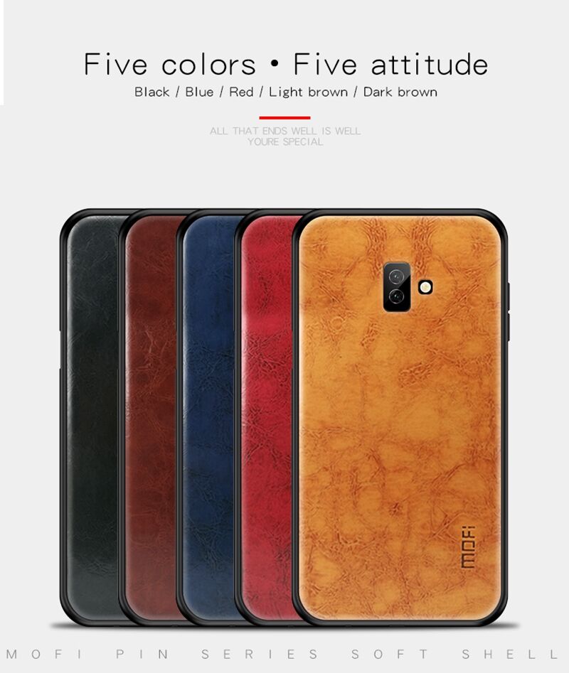 Husă Mofi, din piele, pentru Samsung Galaxy J6 Plus - maro