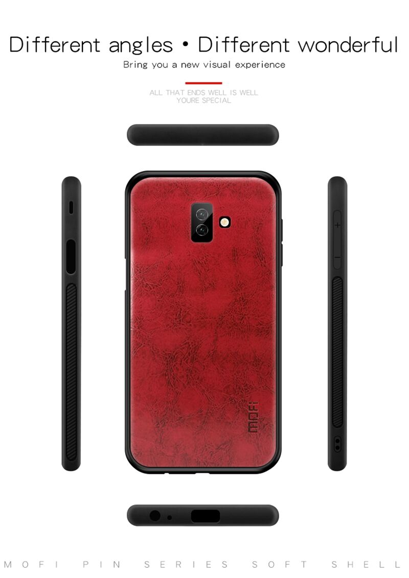 Husă Mofi, din piele, pentru Samsung Galaxy J6 Plus - maro