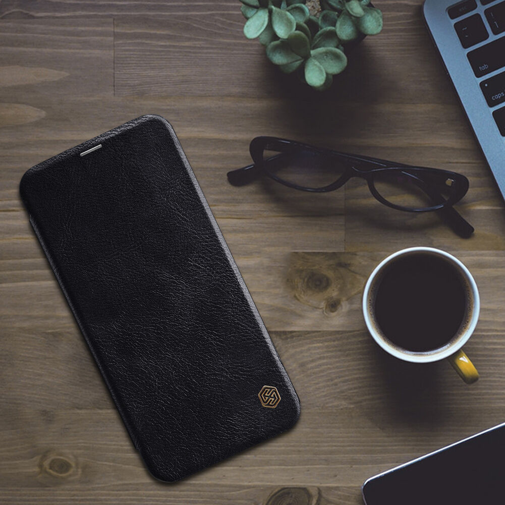 Husă flip Nillkin Qin, din piele, pentru Samsung Galaxy J4 Plus - maro