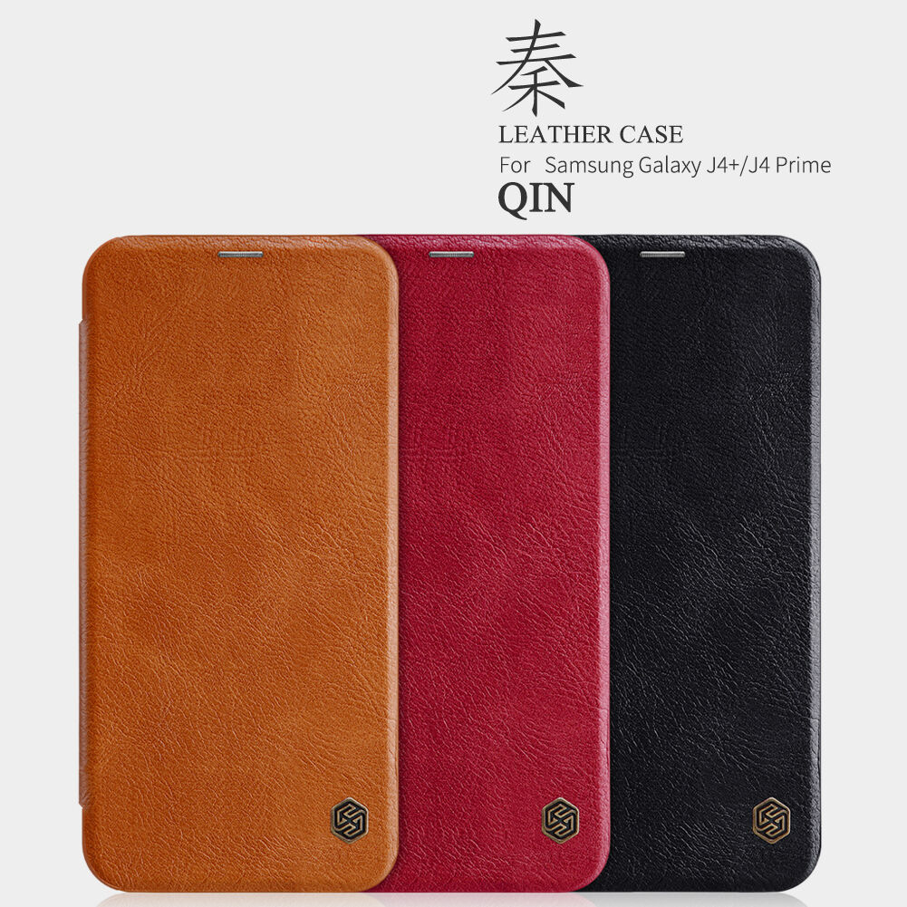 Husă flip Nillkin Qin, din piele, pentru Samsung Galaxy J4 Plus - negru