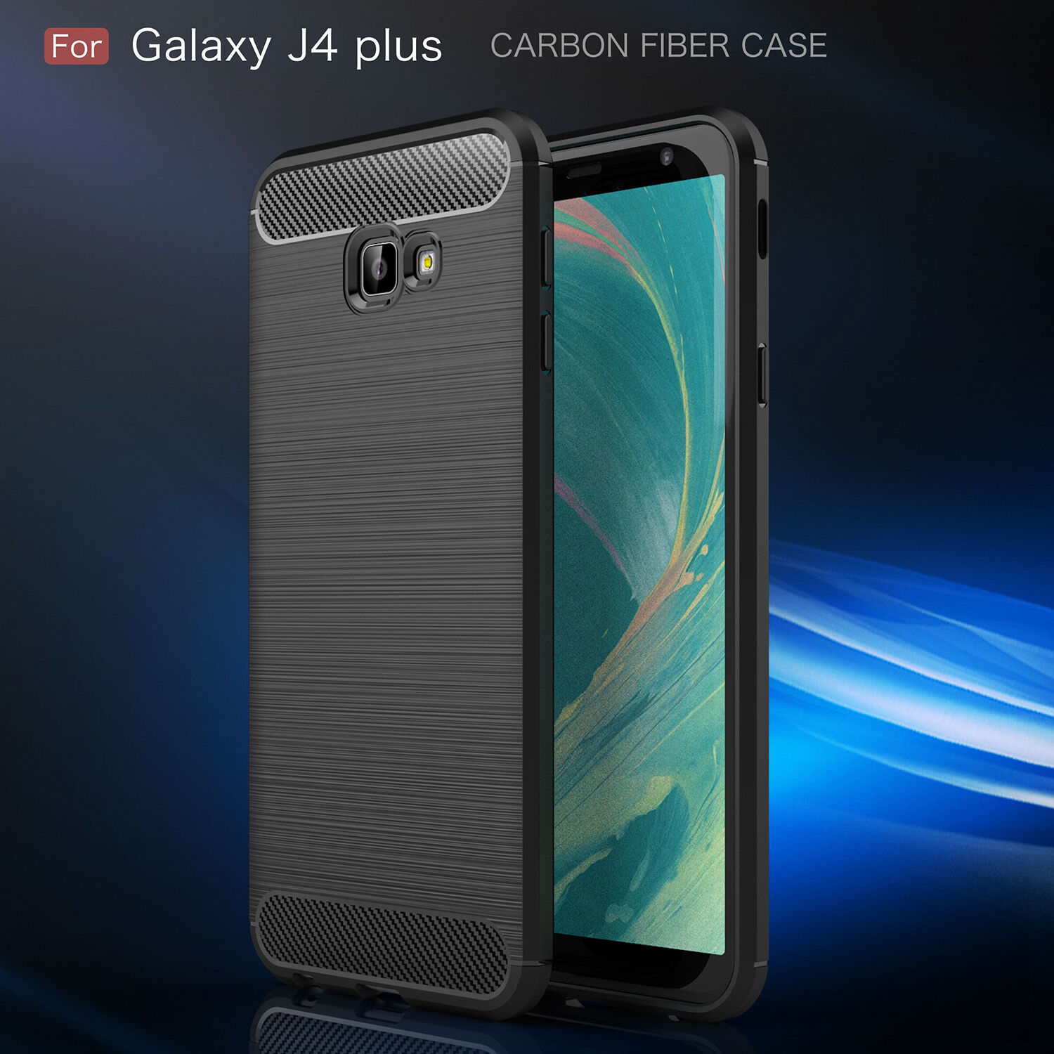 Carcasă din plastic cu textură șlefuită, pentru Samsung Galaxy J4 Plus - roșu