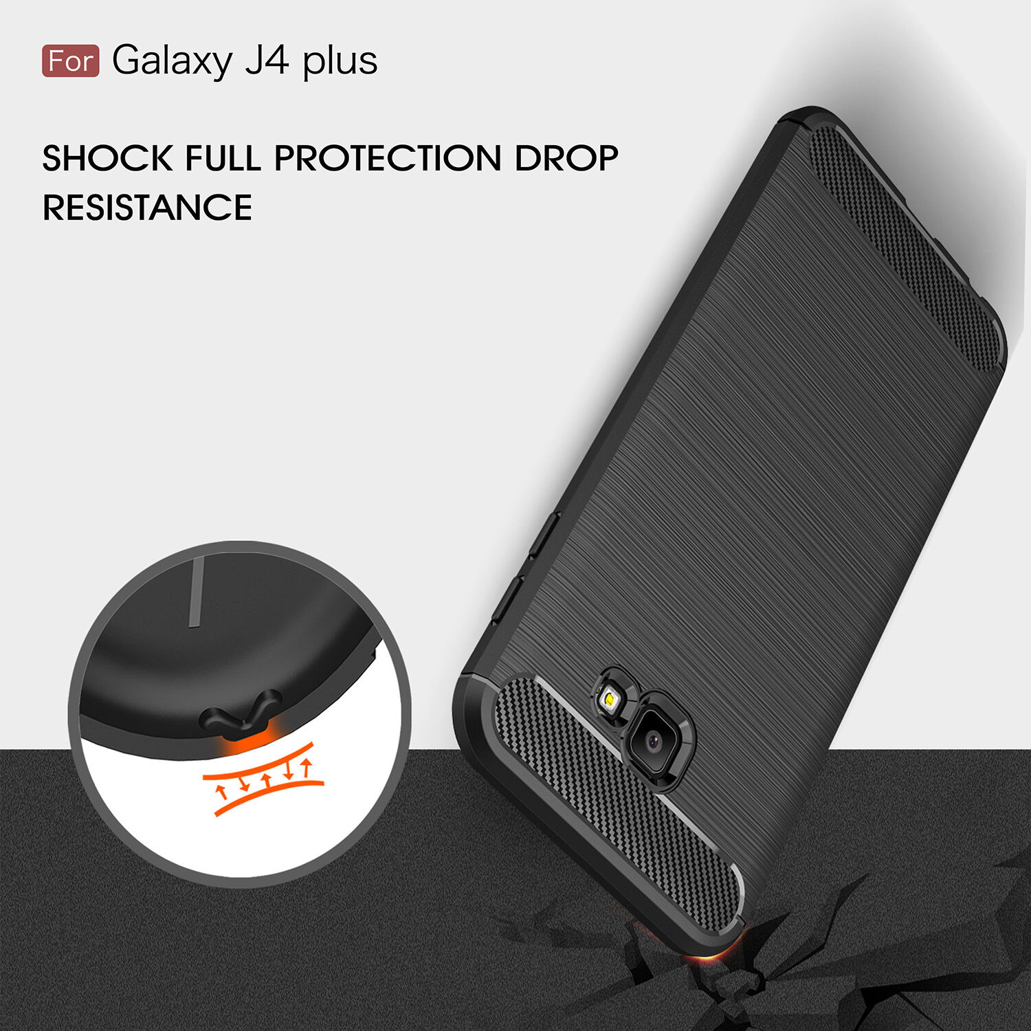 Carcasă din plastic cu textură șlefuită, pentru Samsung Galaxy J4 Plus - roșu