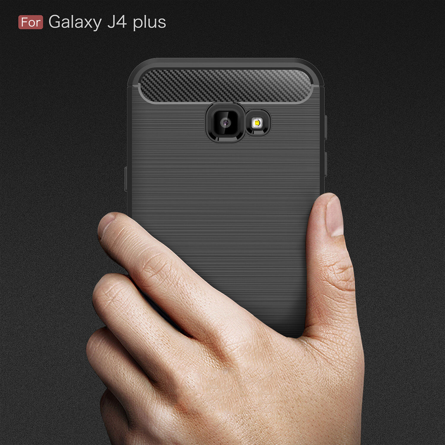 Carcasă din plastic cu textură șlefuită, pentru Samsung Galaxy J4 Plus - roșu