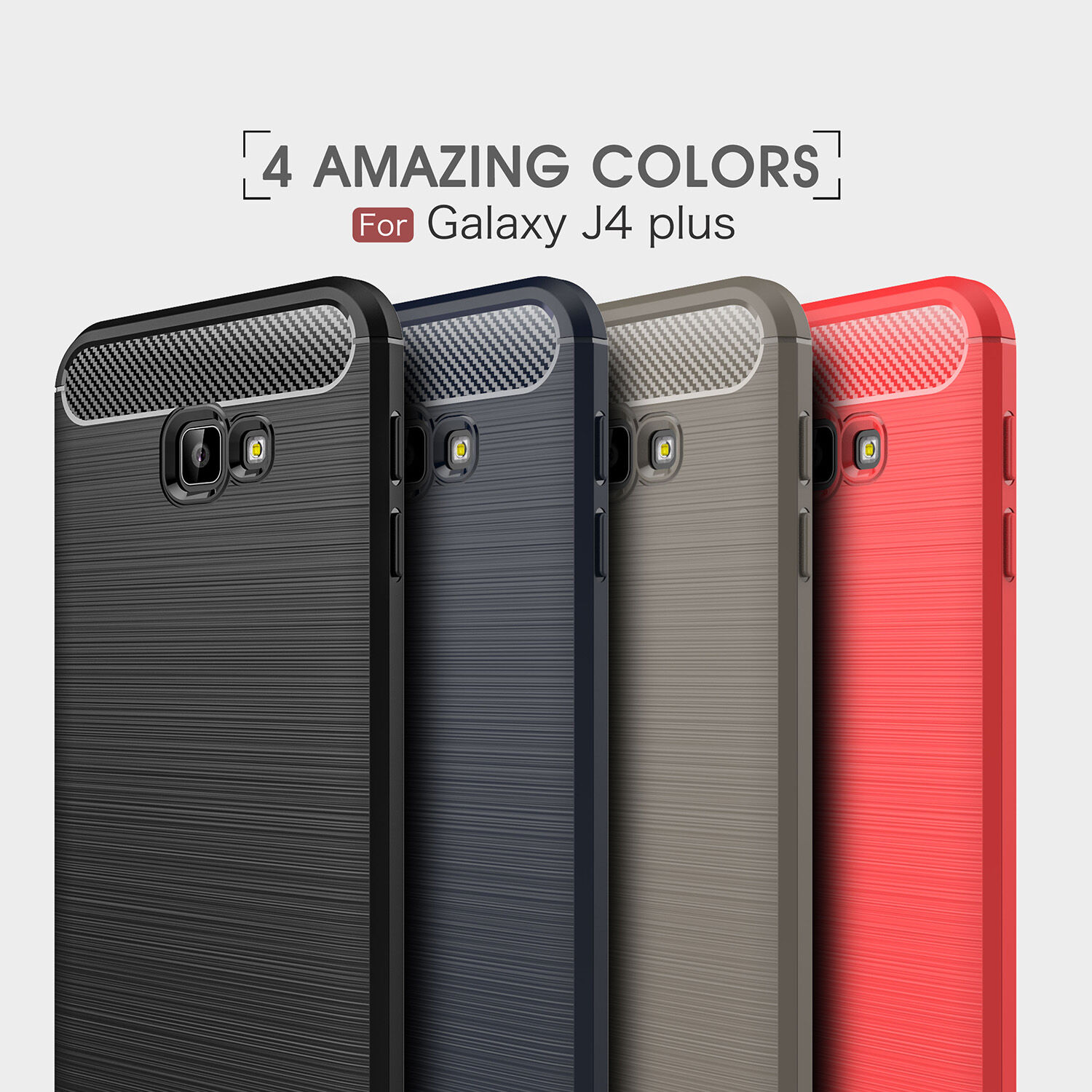 Carcasă din plastic cu textură șlefuită, pentru Samsung Galaxy J4 Plus - roșu