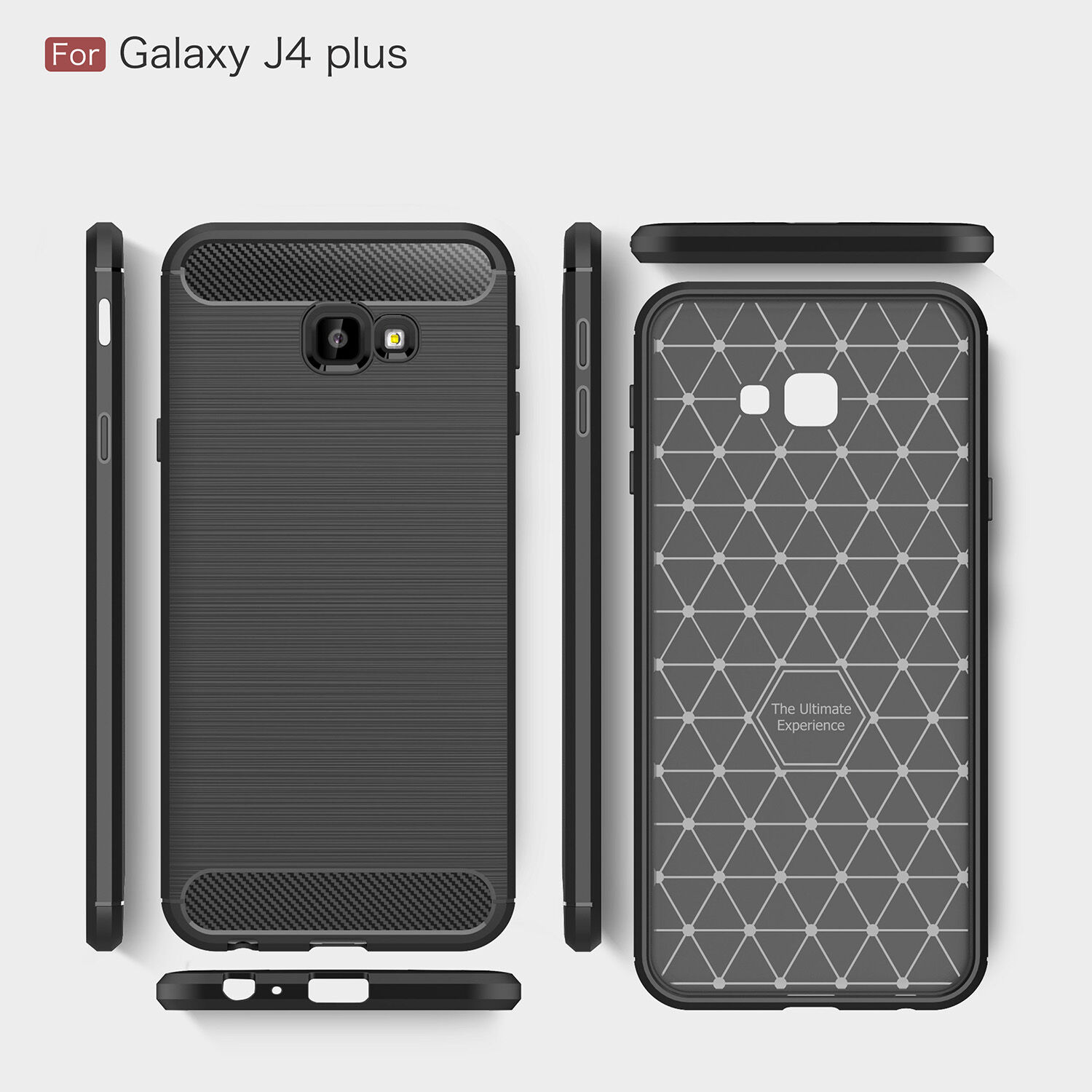 Carcasă din plastic cu textură șlefuită, pentru Samsung Galaxy J4 Plus - roșu