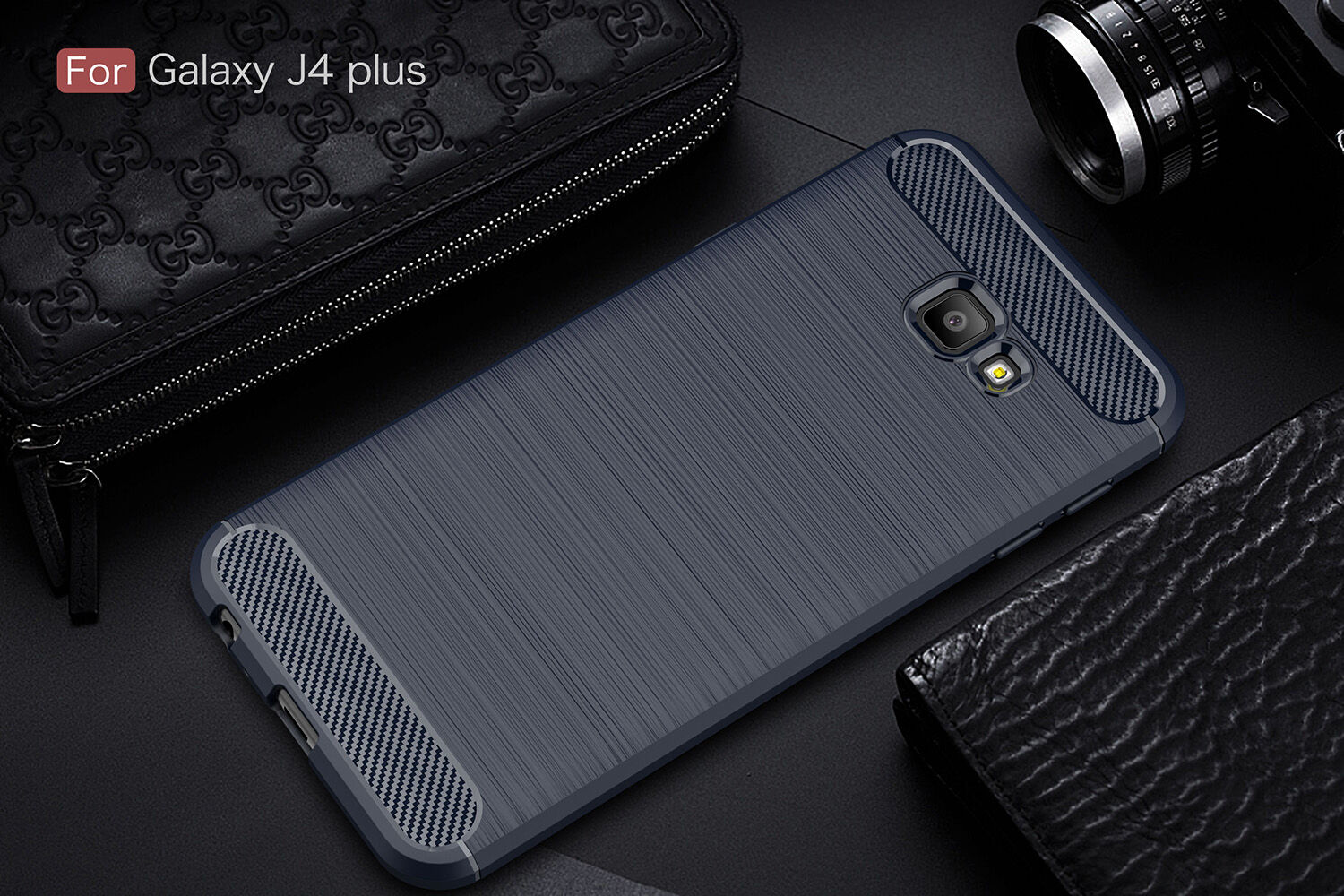 Carcasă din plastic cu textură șlefuită, pentru Samsung Galaxy J4 Plus - roșu