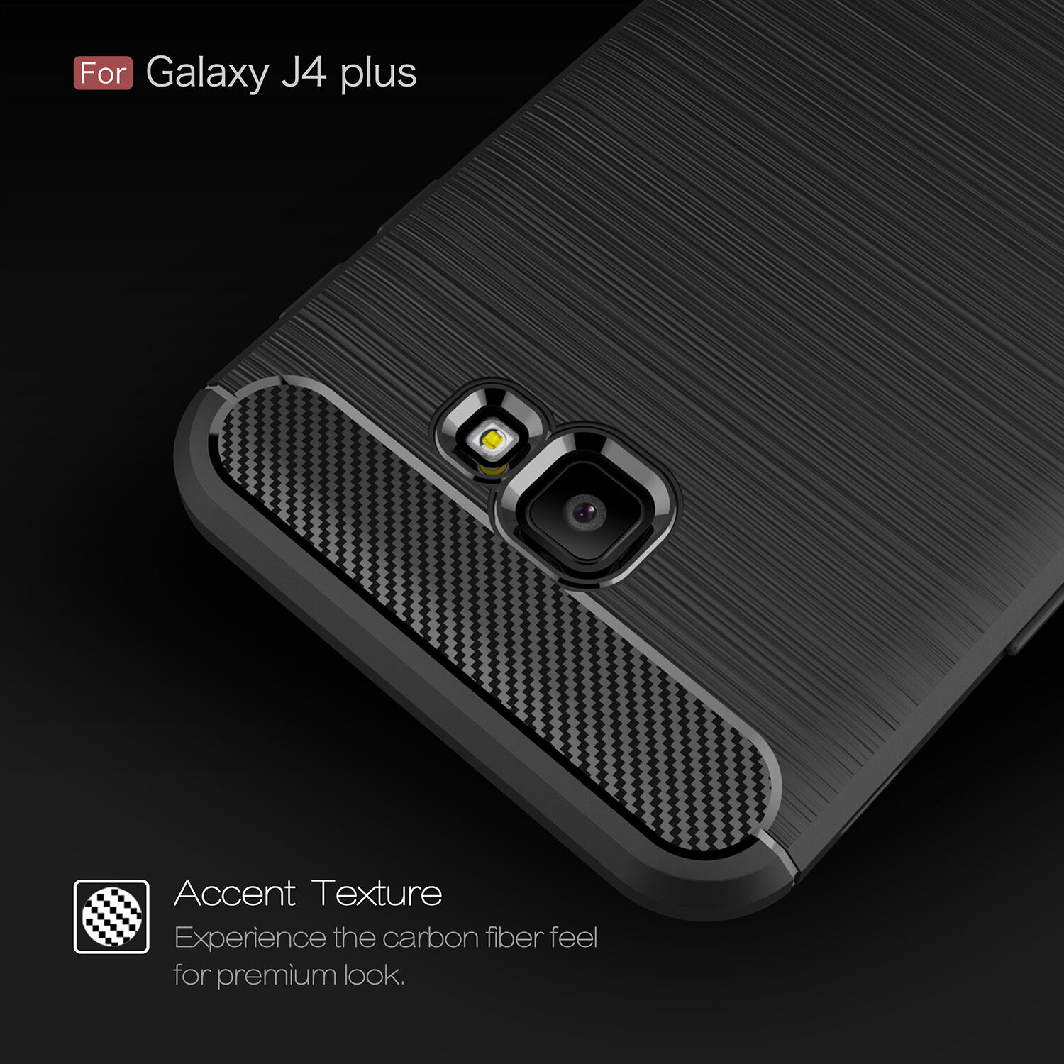 Carcasă din plastic cu textură șlefuită, pentru Samsung Galaxy J4 Plus - gri