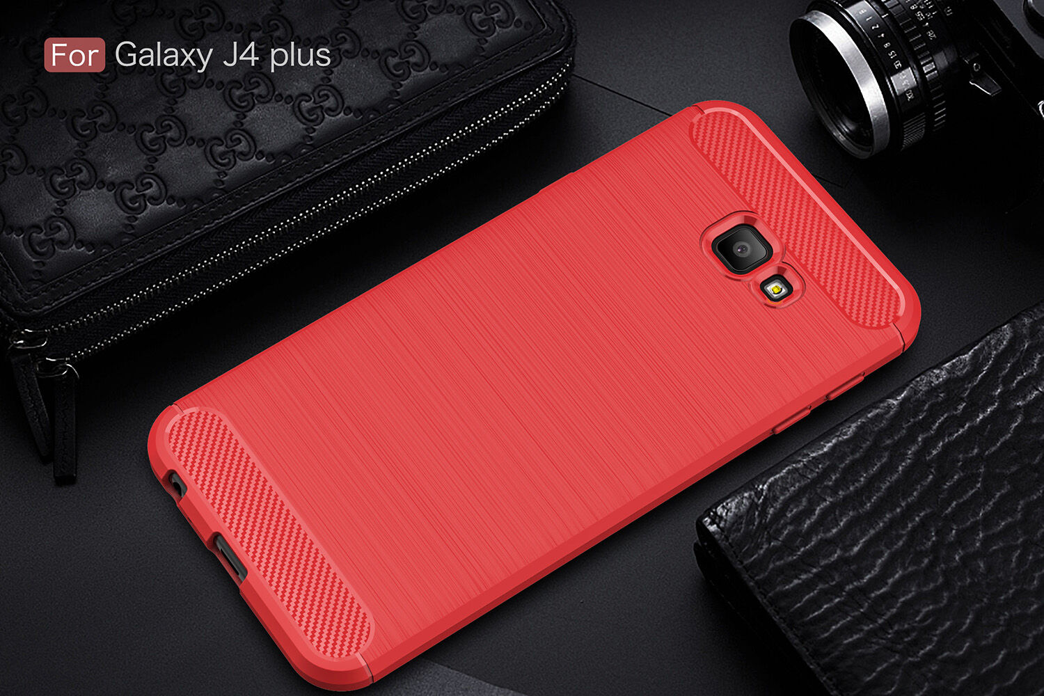Carcasă din plastic cu textură șlefuită, pentru Samsung Galaxy J4 Plus - gri