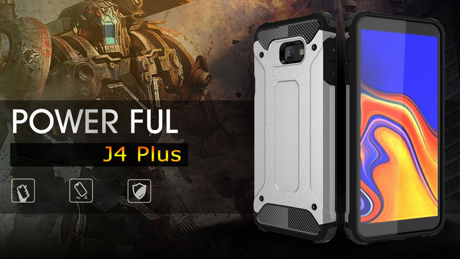 Carcasă super rezistentă Armor, pentru Samsung Galaxy J4 Plus - auriu