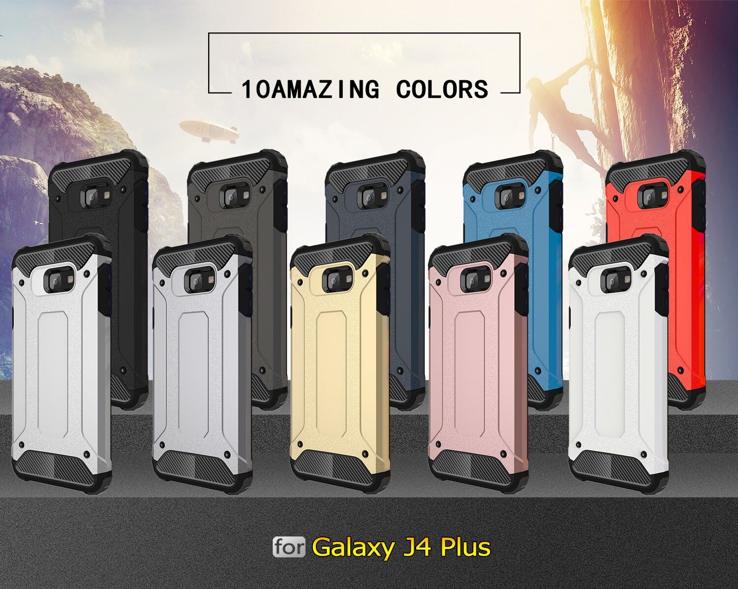 Carcasă super rezistentă Armor, pentru Samsung Galaxy J4 Plus - auriu