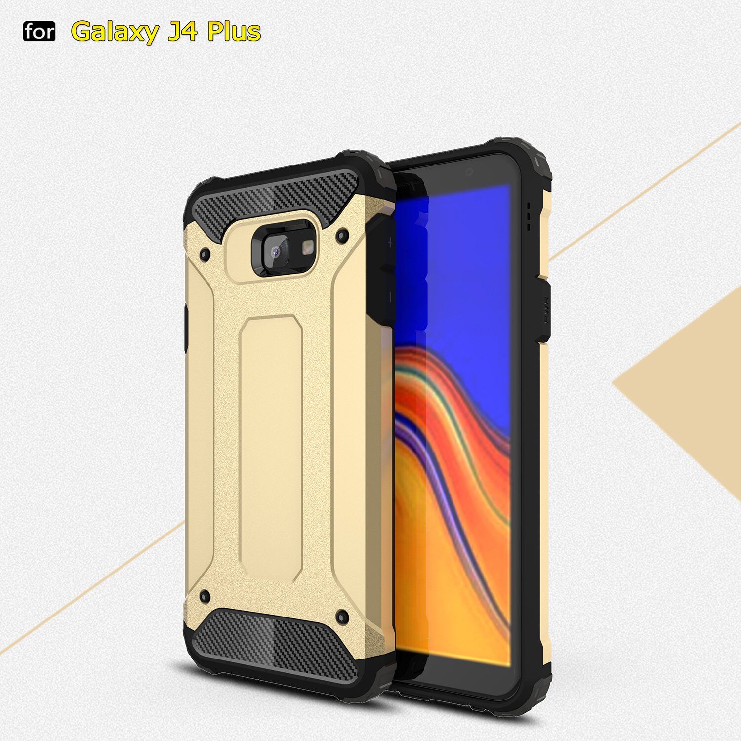 Carcasă super rezistentă Armor, pentru Samsung Galaxy J4 Plus - auriu