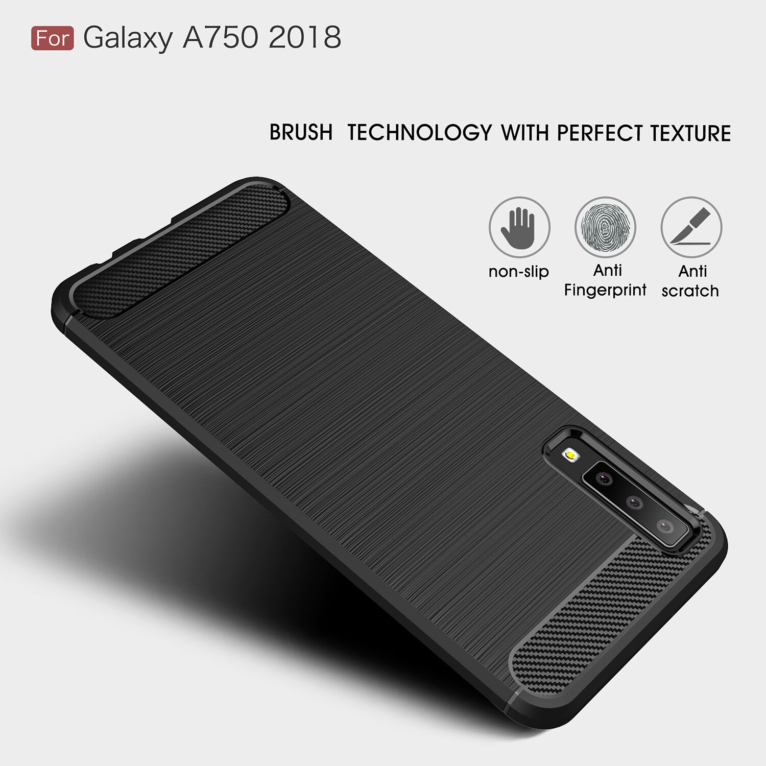 Carcasă din plastic cu textură șlefuită, pentru Samsung Galaxy A7 (2018) - albastru închis