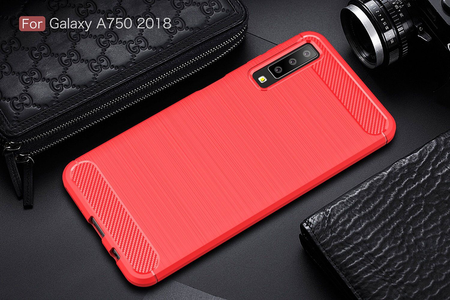 Carcasă din plastic cu textură șlefuită, pentru Samsung Galaxy A7 (2018) - albastru închis Carcasă din plastic cu textură șlefuită, pentru Samsung Galaxy A7 (2018) - albastru închis