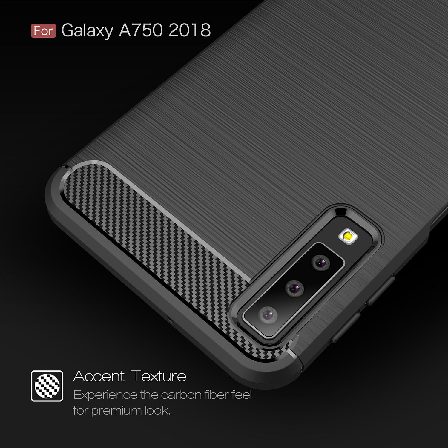 Carcasă din plastic cu textură șlefuită, pentru Samsung Galaxy A7 (2018) - roșu