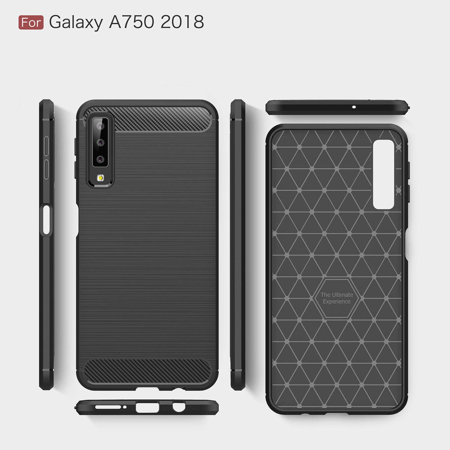Carcasă din plastic cu textură șlefuită, pentru Samsung Galaxy A7 (2018) - roșu