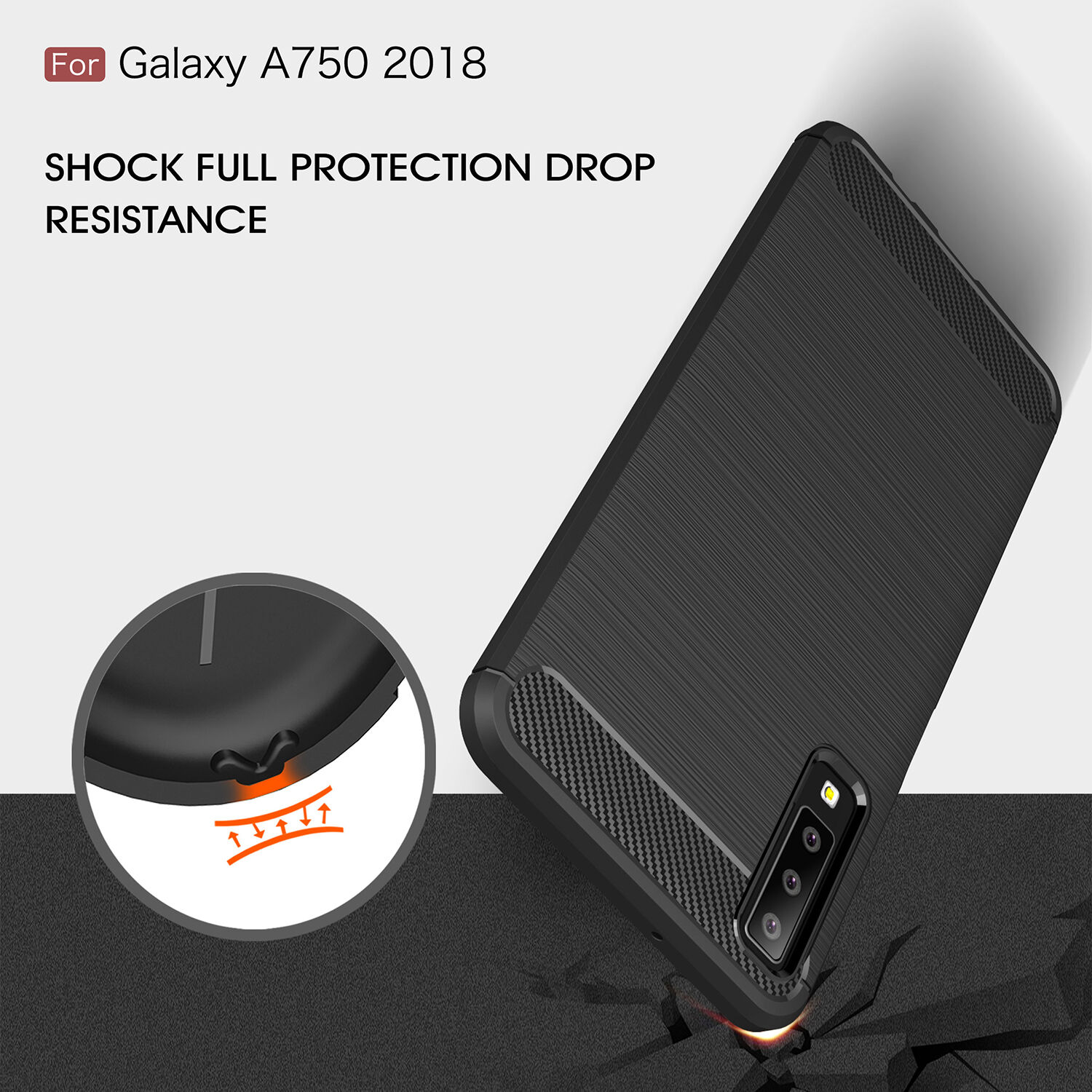Carcasă din plastic cu textură șlefuită, pentru Samsung Galaxy A7 (2018) - gri
