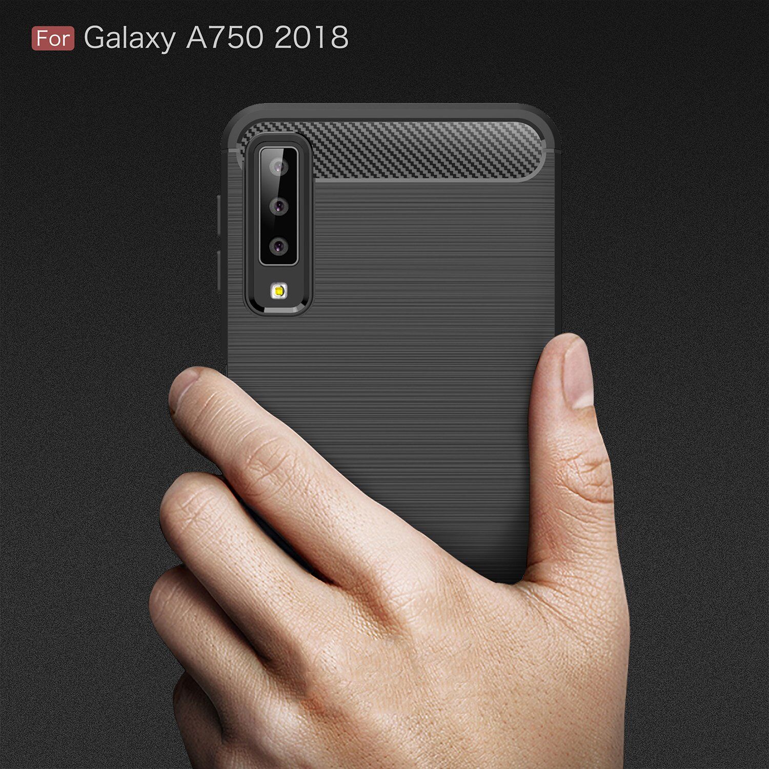 Carcasă din plastic cu textură șlefuită, pentru Samsung Galaxy A7 (2018) - gri