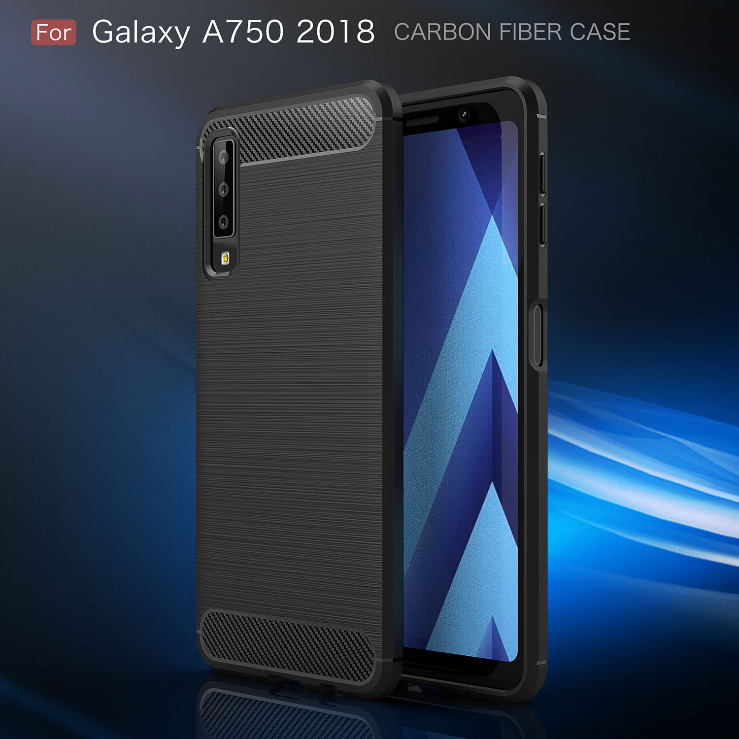 Carcasă din plastic cu textură șlefuită, pentru Samsung Galaxy A7 (2018) - negru
