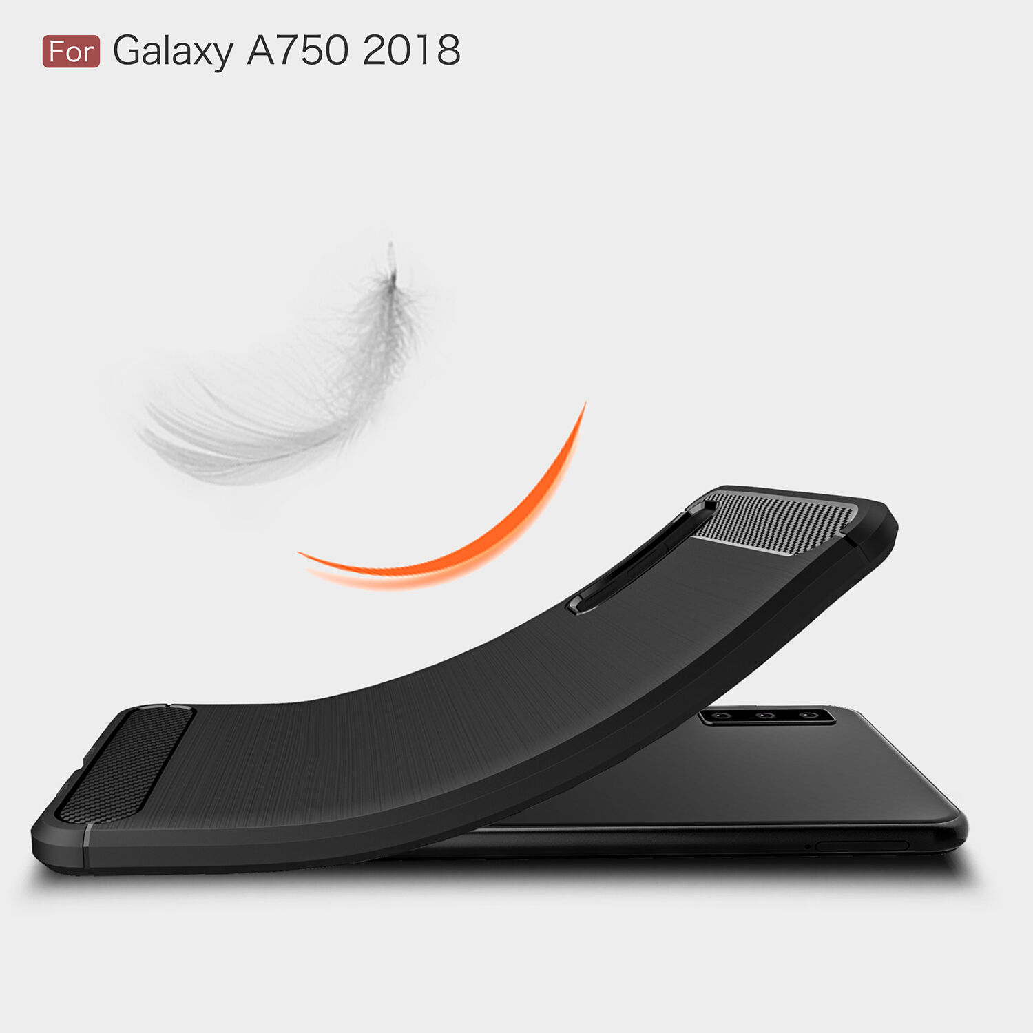 Carcasă din plastic cu textură șlefuită, pentru Samsung Galaxy A7 (2018) - negru