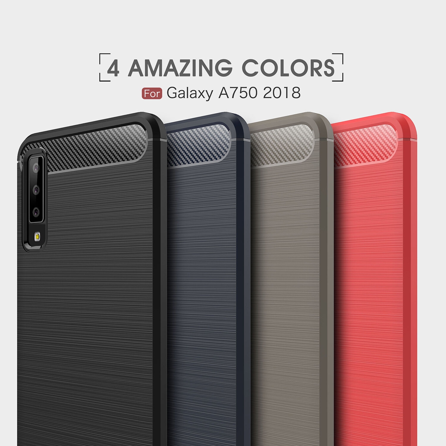Carcasă din plastic cu textură șlefuită, pentru Samsung Galaxy A7 (2018) - negru