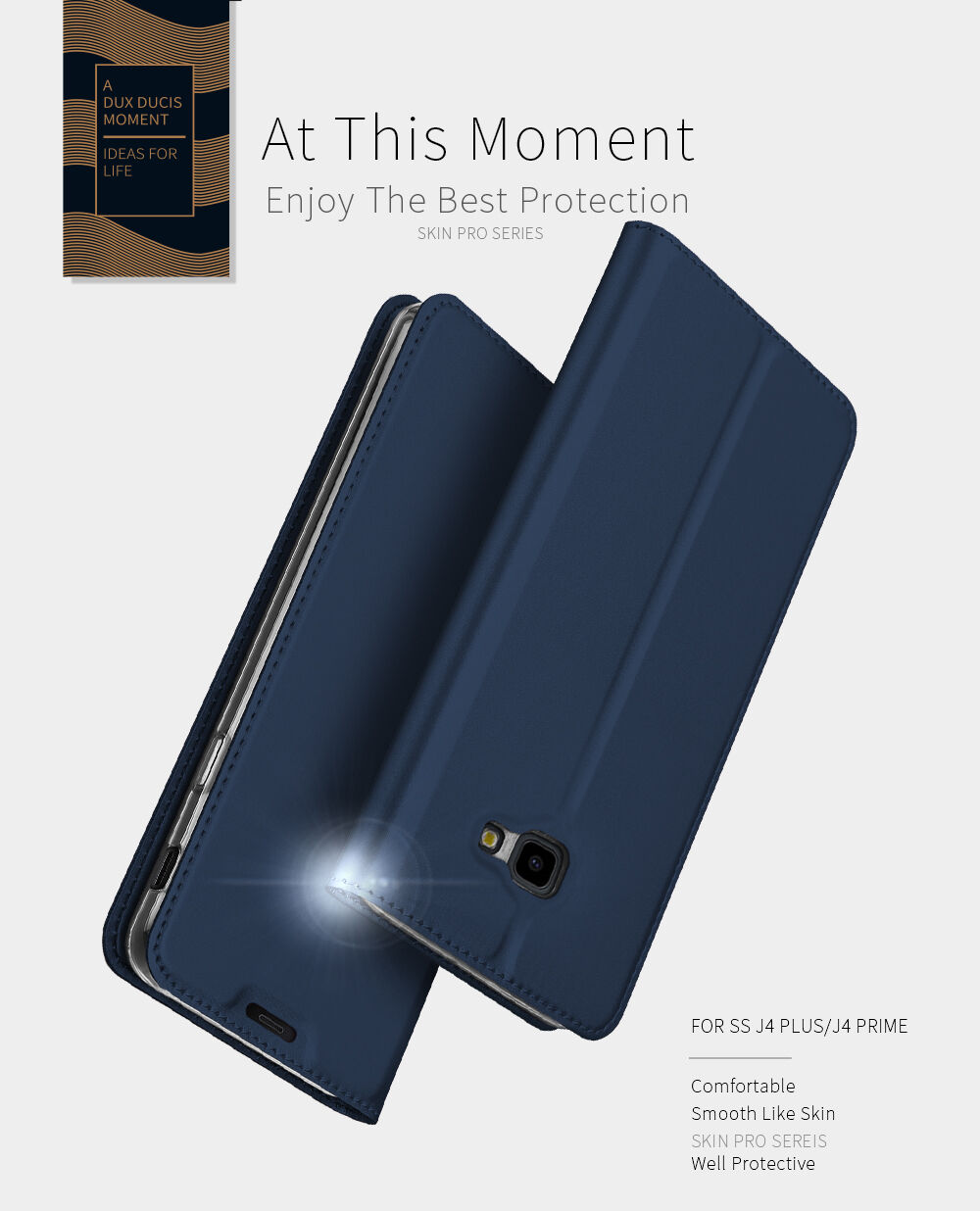 Husă flip Dux Ducis Skin Pro, pentru Samsung Galaxy J4 Plus - roz-auriu