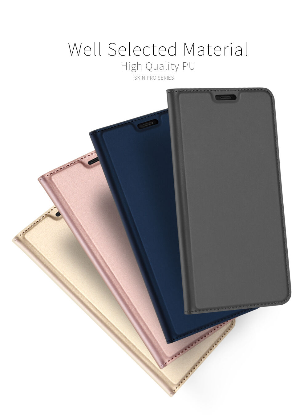 Husă flip Dux Ducis Skin Pro, pentru Samsung Galaxy J4 Plus - roz-auriu
