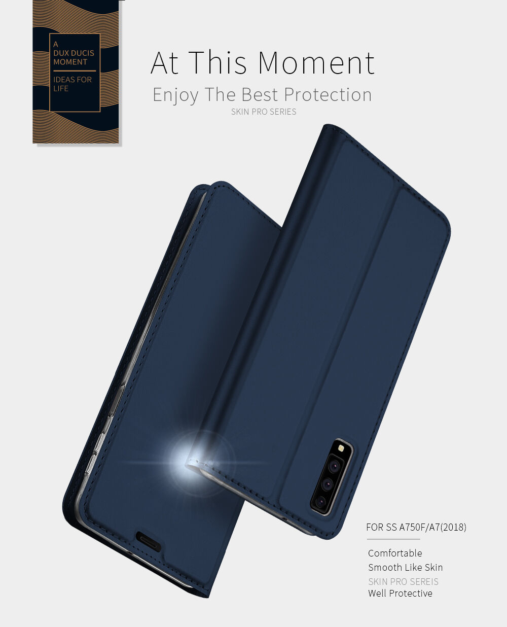 Husă flip Dux Ducis Skin Pro, pentru Samsung Galaxy A7 (2018) - auriu