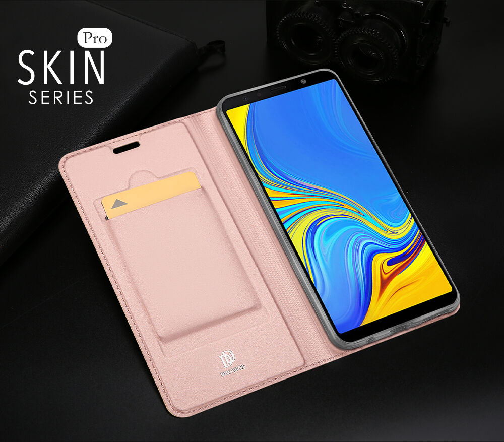 Husă flip Dux Ducis Skin Pro, pentru Samsung Galaxy A7 (2018) - roz-auriu