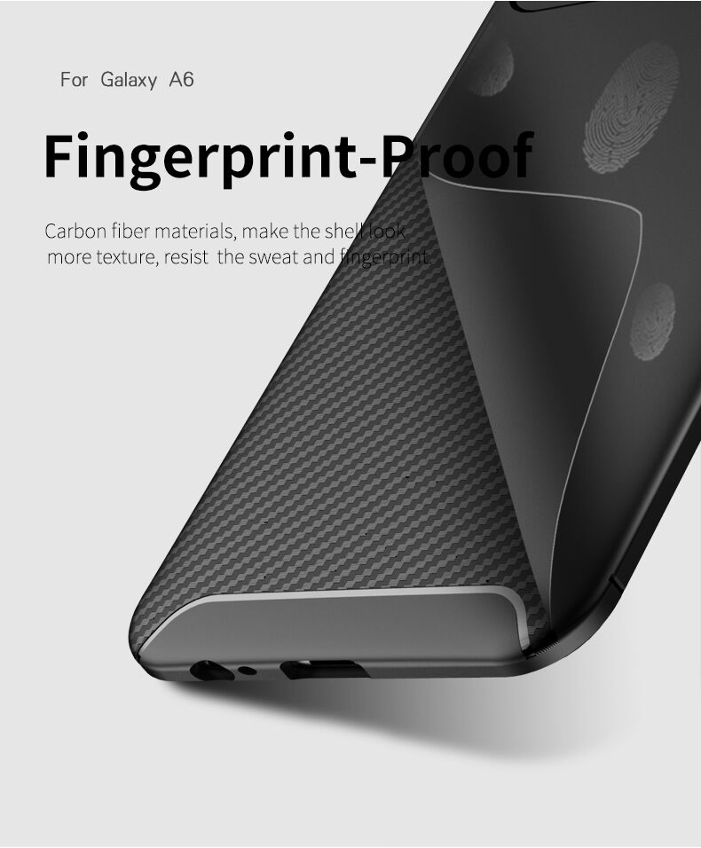 Carcasă Ipaky, din plastic cu textură carbon, pentru Samsung Galaxy A6 (2018) - negru