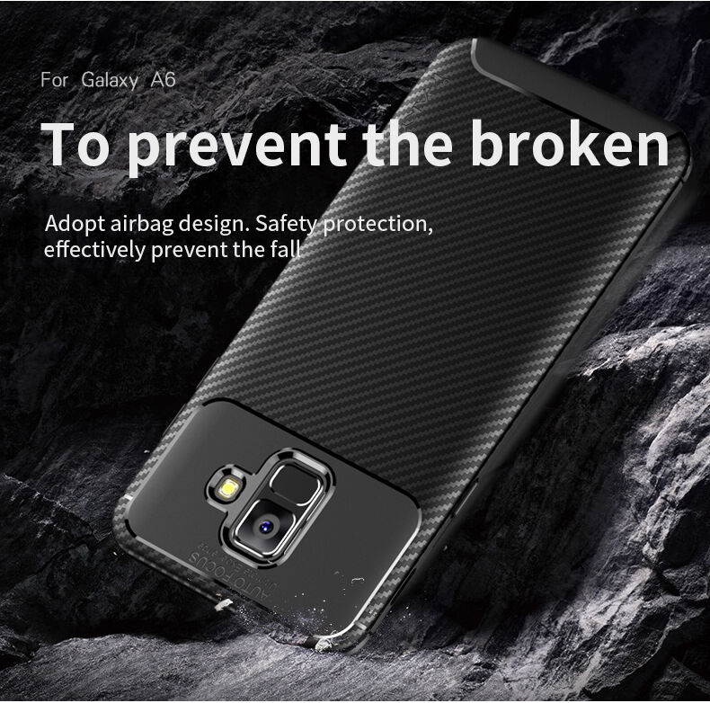 Carcasă Ipaky, din plastic cu textură carbon, pentru Samsung Galaxy A6 (2018) - negru