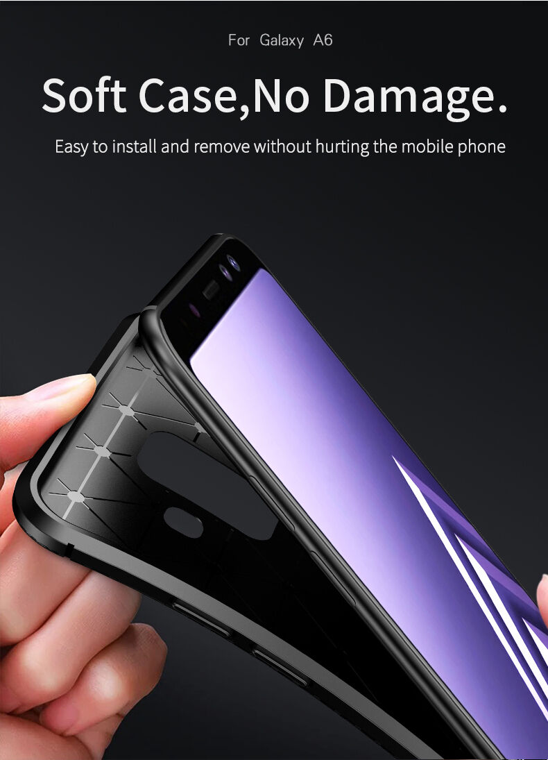 Carcasă Ipaky, din plastic cu textură carbon, pentru Samsung Galaxy A6 (2018) - negru