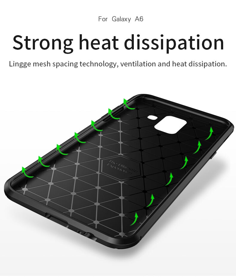Carcasă Ipaky, din plastic cu textură carbon, pentru Samsung Galaxy A6 (2018) - negru
