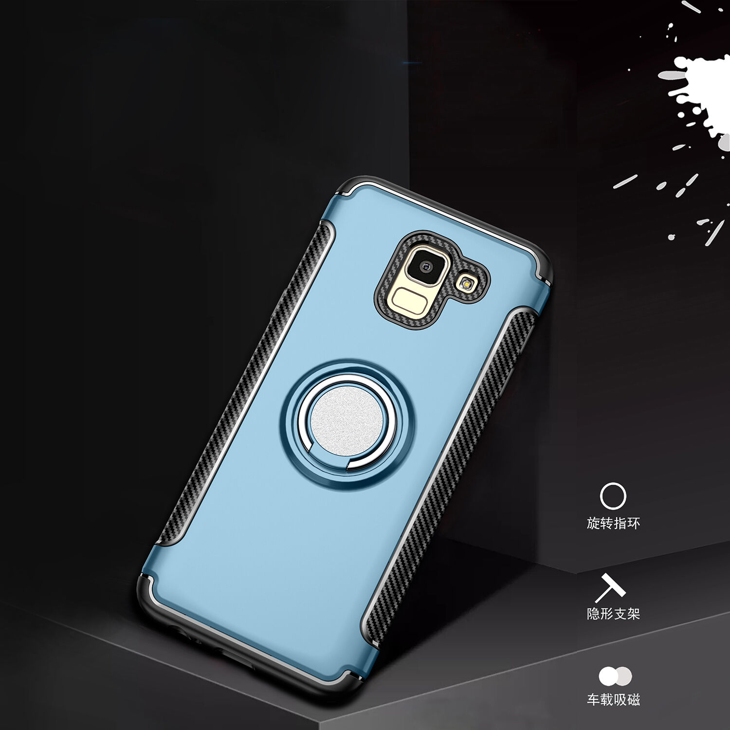 Carcasă rezistentă cu suport, pentru Samsung Galaxy J6 (2018) - roșu