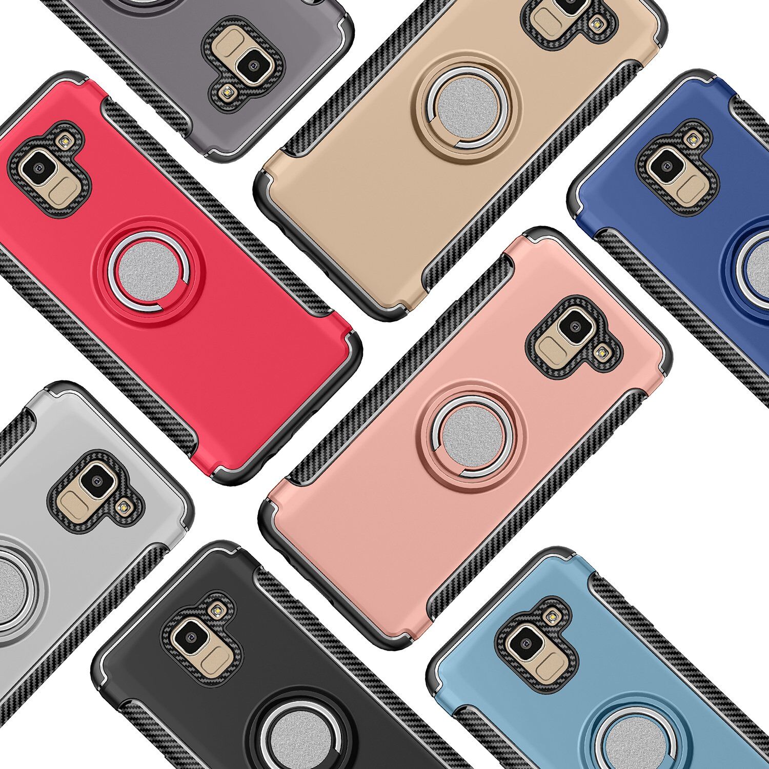 Carcasă rezistentă cu suport, pentru Samsung Galaxy J6 (2018) - roșu