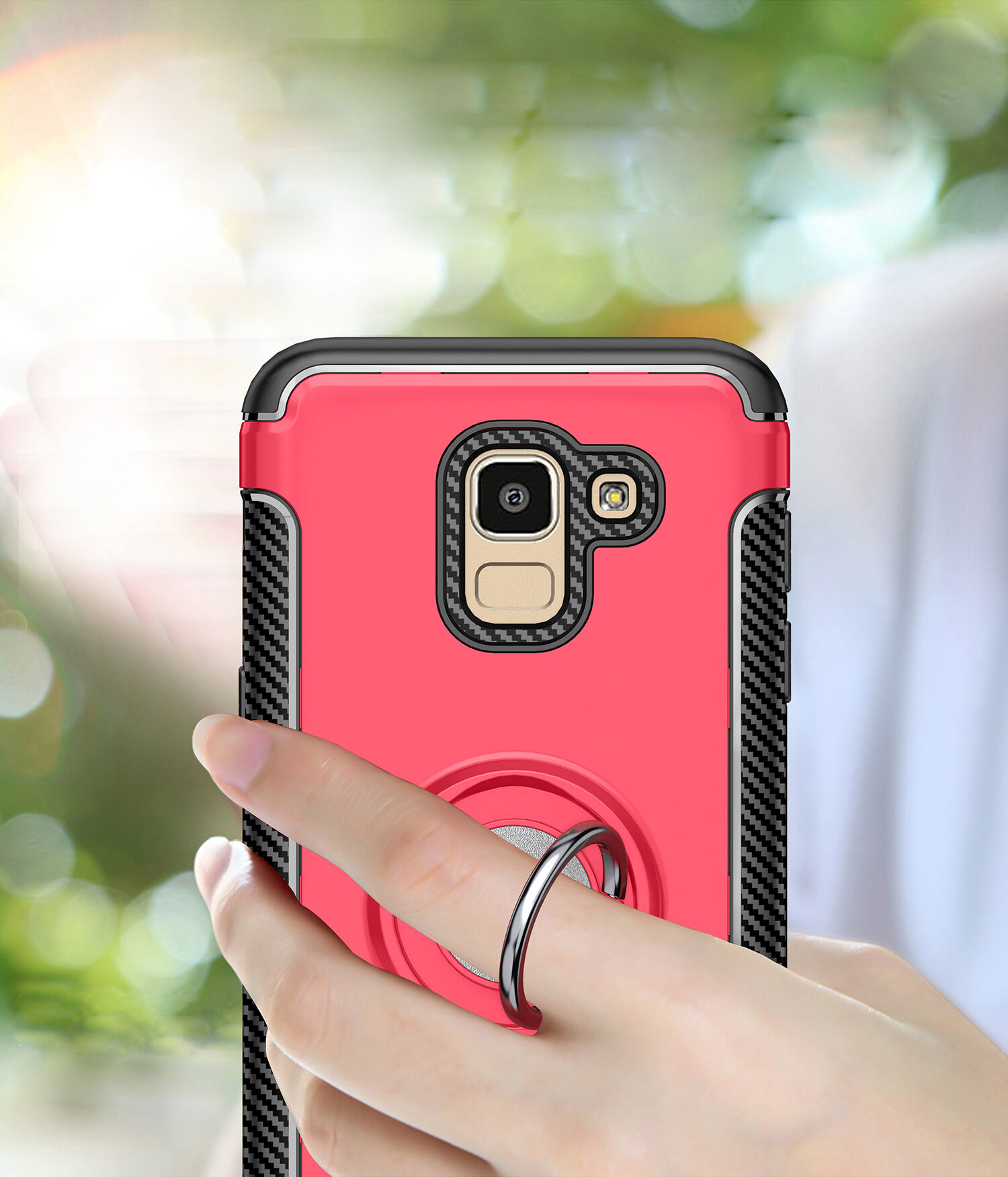 Carcasă rezistentă cu suport, pentru Samsung Galaxy J6 (2018) - roșu