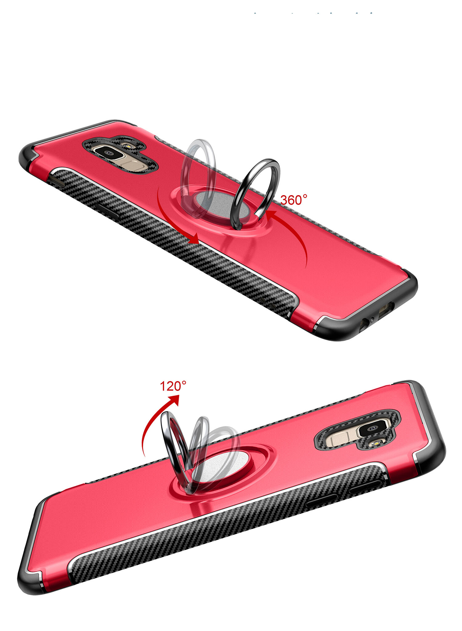 Carcasă rezistentă cu suport, pentru Samsung Galaxy J6 (2018) - roșu