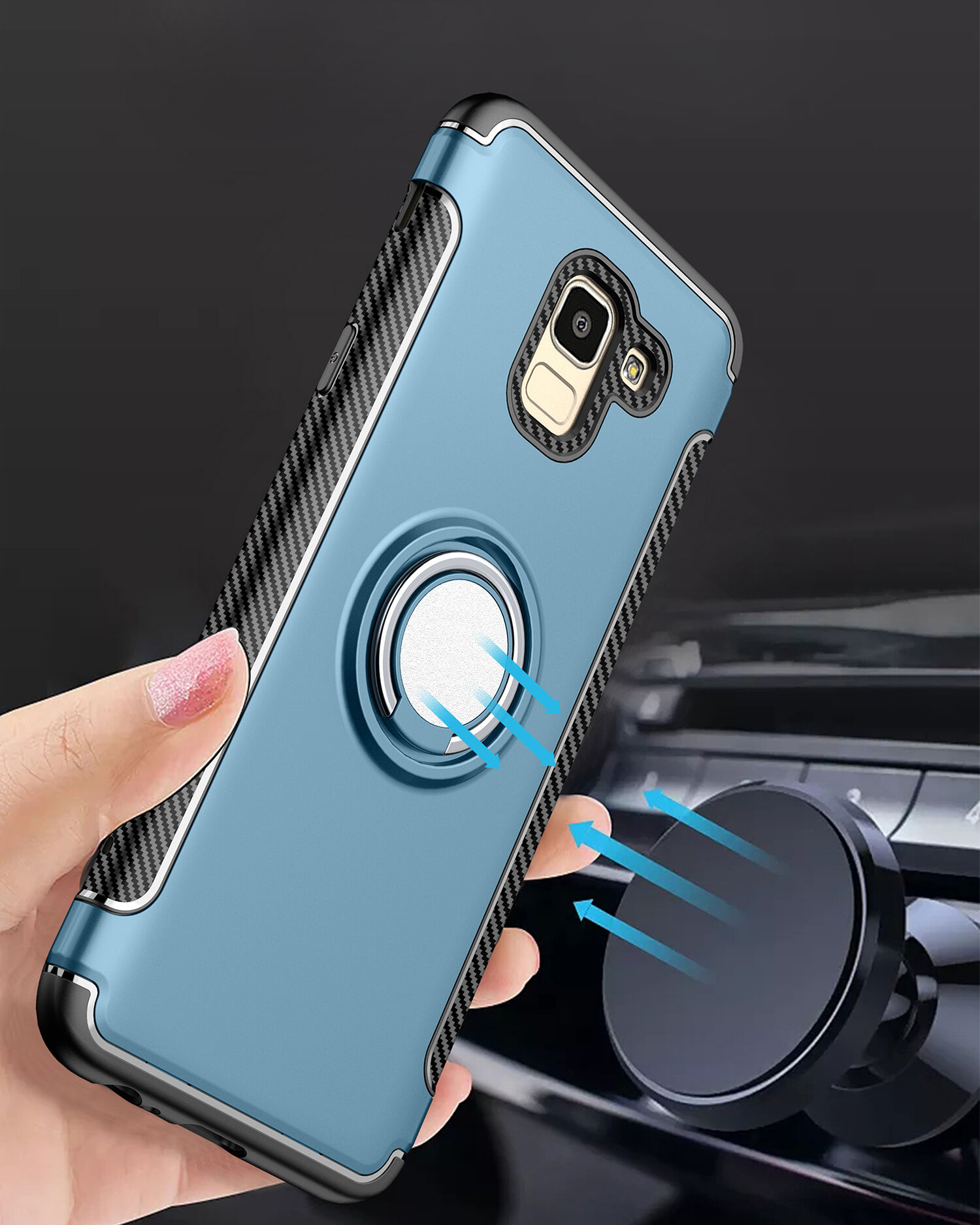 Carcasă rezistentă cu suport, pentru Samsung Galaxy J6 (2018) - roșu