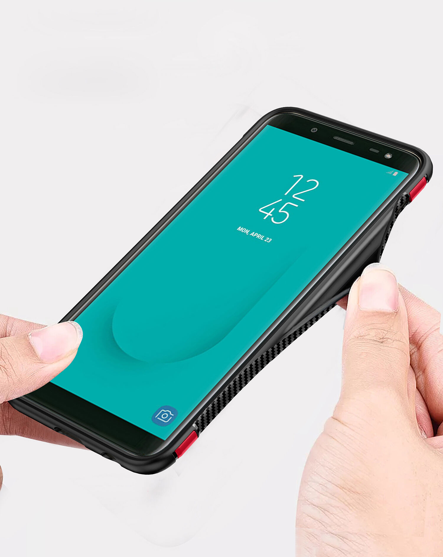 Carcasă rezistentă cu suport, pentru Samsung Galaxy J6 (2018) - roșu