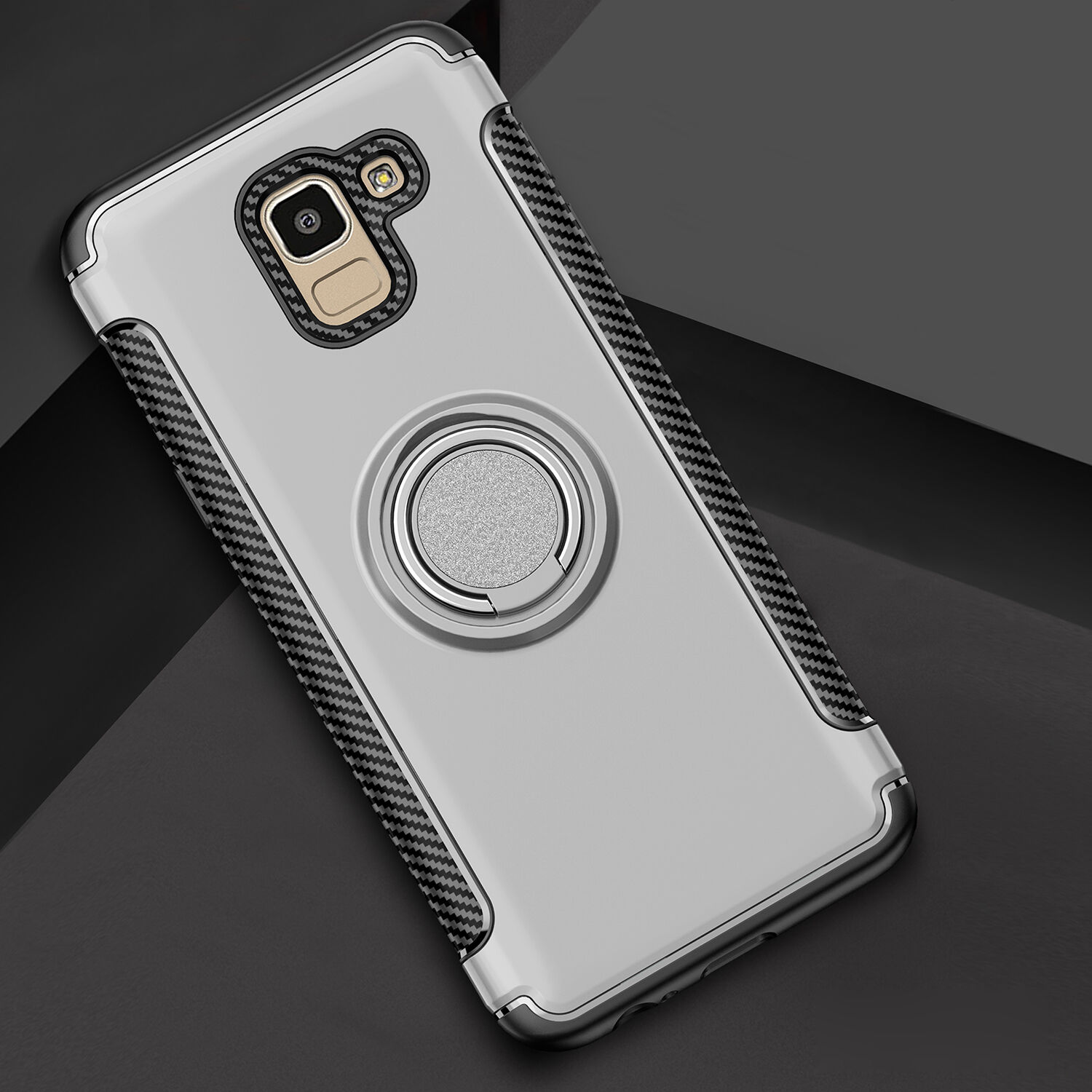 Carcasă rezistentă cu suport, pentru Samsung Galaxy J6 (2018) - roșu