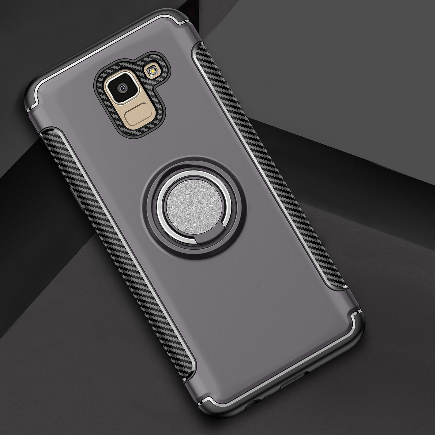 Carcasă rezistentă cu suport, pentru Samsung Galaxy J6 (2018) - roșu
